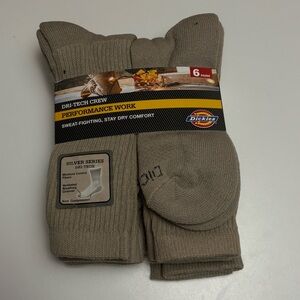 Dickies Dri-Tech Crew Performance Work Socks Khaki, 6 Pairs